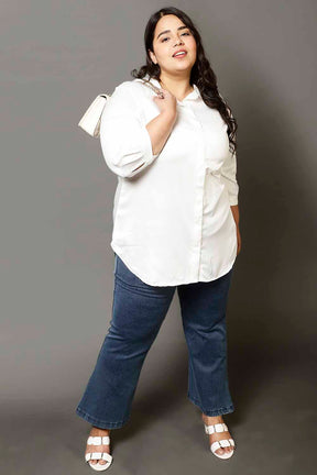 Plus Size White Satin Shirt