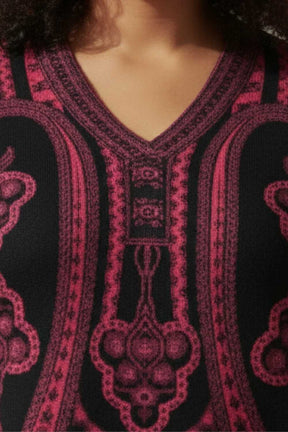 Plus Size Black Red SnugWeave™ Winter Kurta