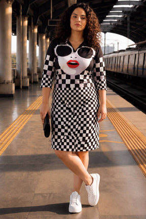 Plus Size Bold Face Shirt Dress