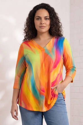 Plus Size Multicolor Print Top