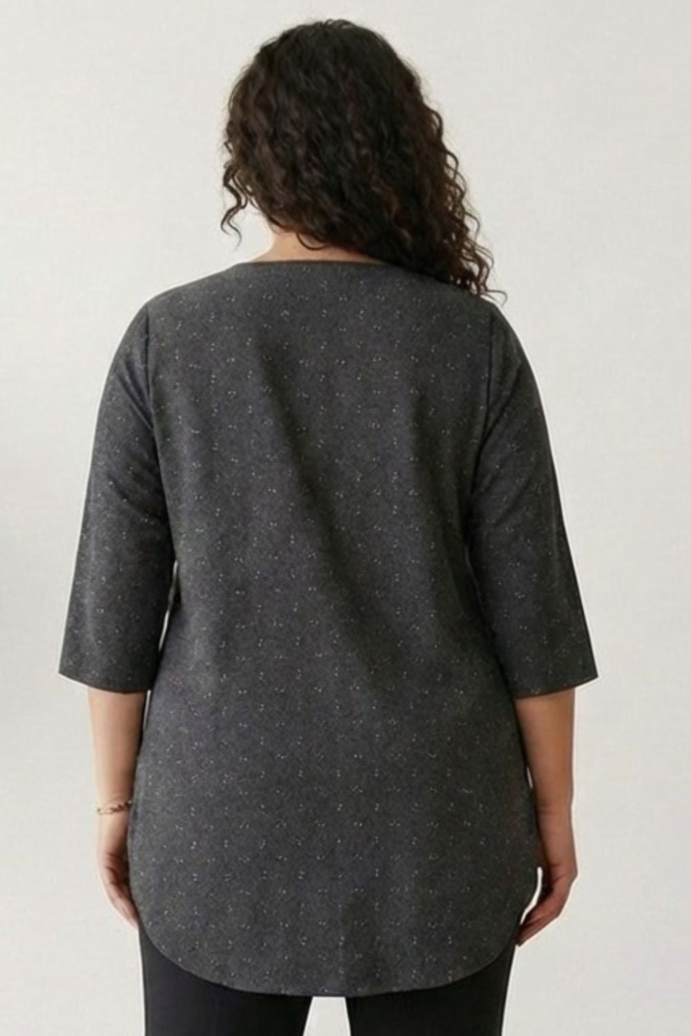 Comfortable Plus Size Ash Black Denim Cotton Top
