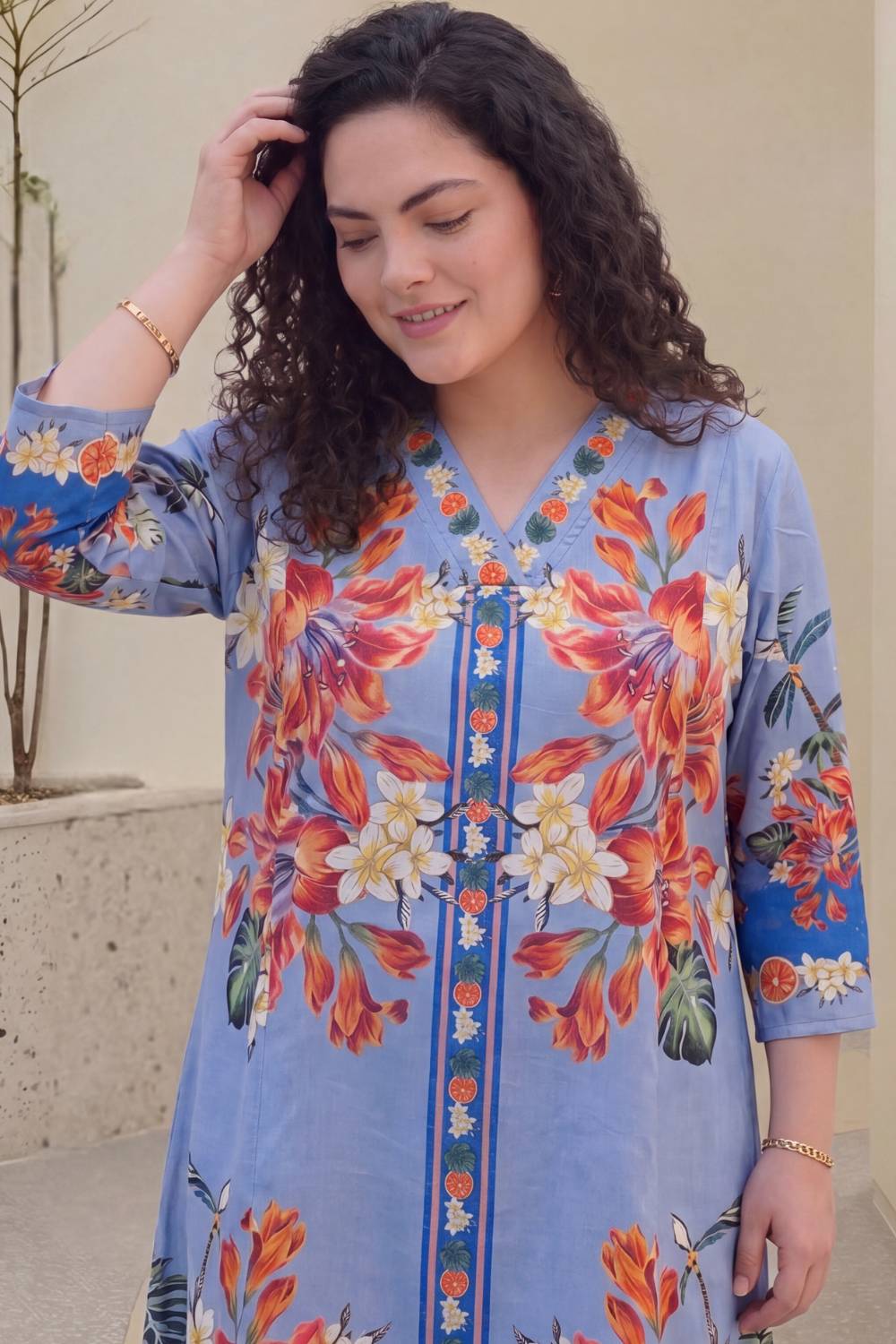 Plus Size Tropical Bloom Plus Size Midi Dress