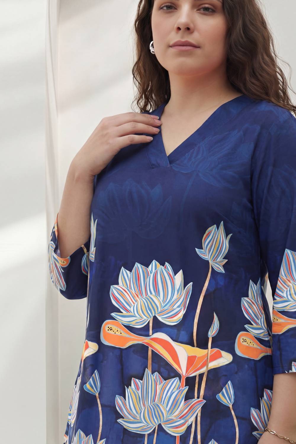 Plus Size Blue Floral Top for Women