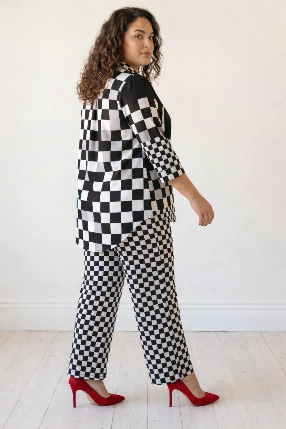 Plus Size Bold Face Checkered Coord Set