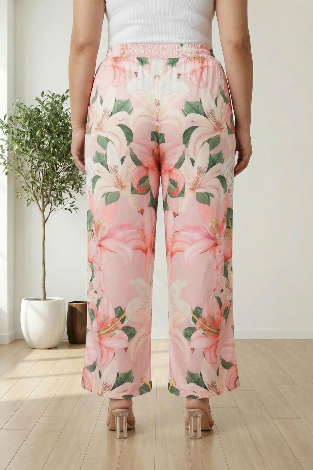 Plus Size Light Pink Floral Printed Coord Set