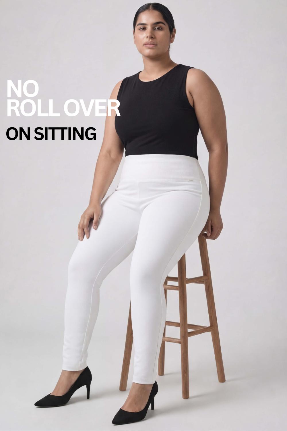 Comfortable Plus Size High Waist White Jeggings