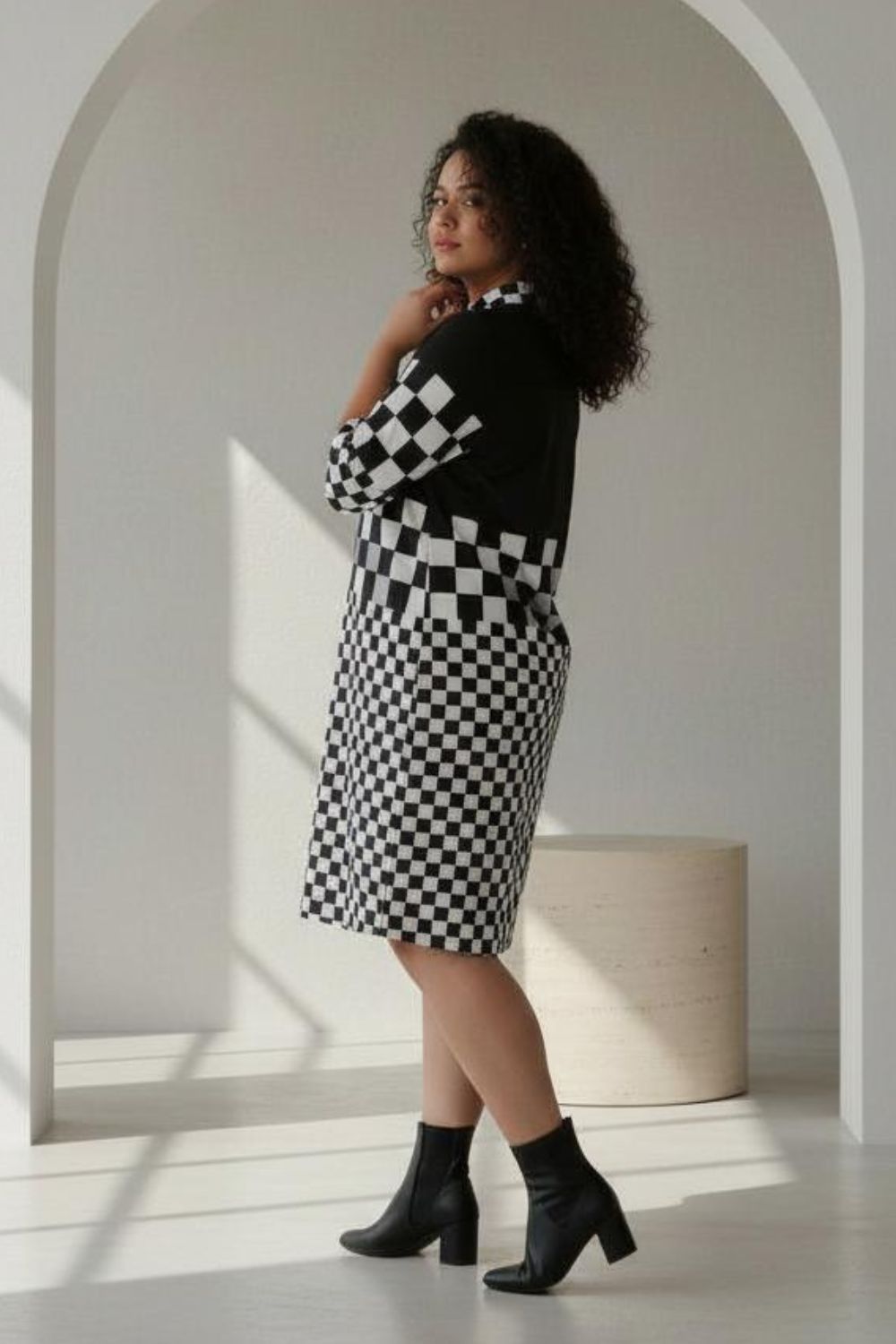 Comfortable Bold Face Shirt Dress