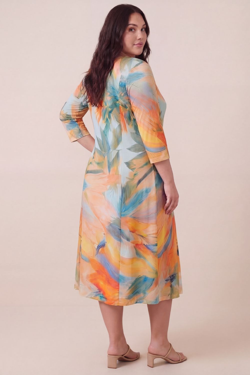 Plus Size Plus Size Artistic Floral Printed A-Line Dress