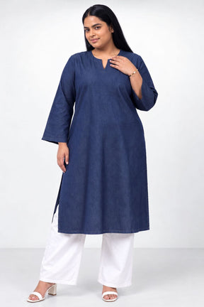 Plus Size Indigo Denim Cotton Kurta