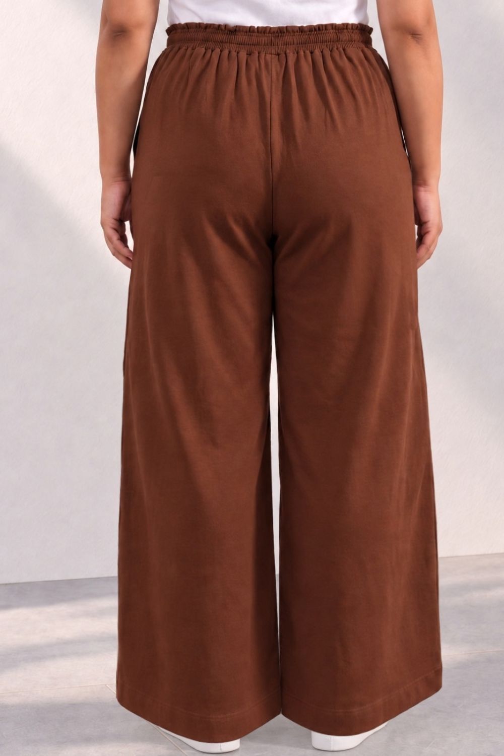 Plus Size SoftEase V Neck Brown Cotton Kurta Coord Set