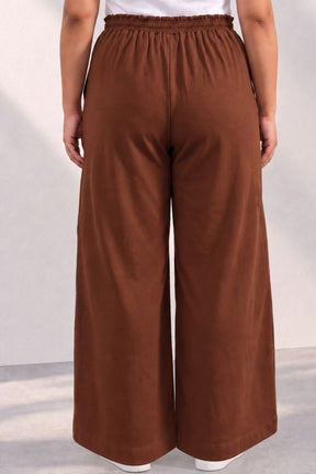 Plus Size SoftEase V Neck Brown Cotton Kurta Coord Set