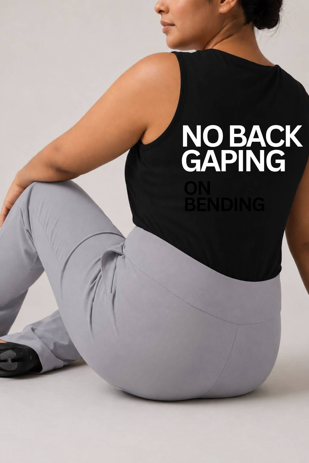 Plus Size English Grey Tummy Shaper Straight Fit Pants for Women