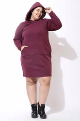 Plus Size Wine Sweatshirt Hoodie Winter Dress