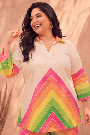 Plus Size Multicolor Chevron Coord Set