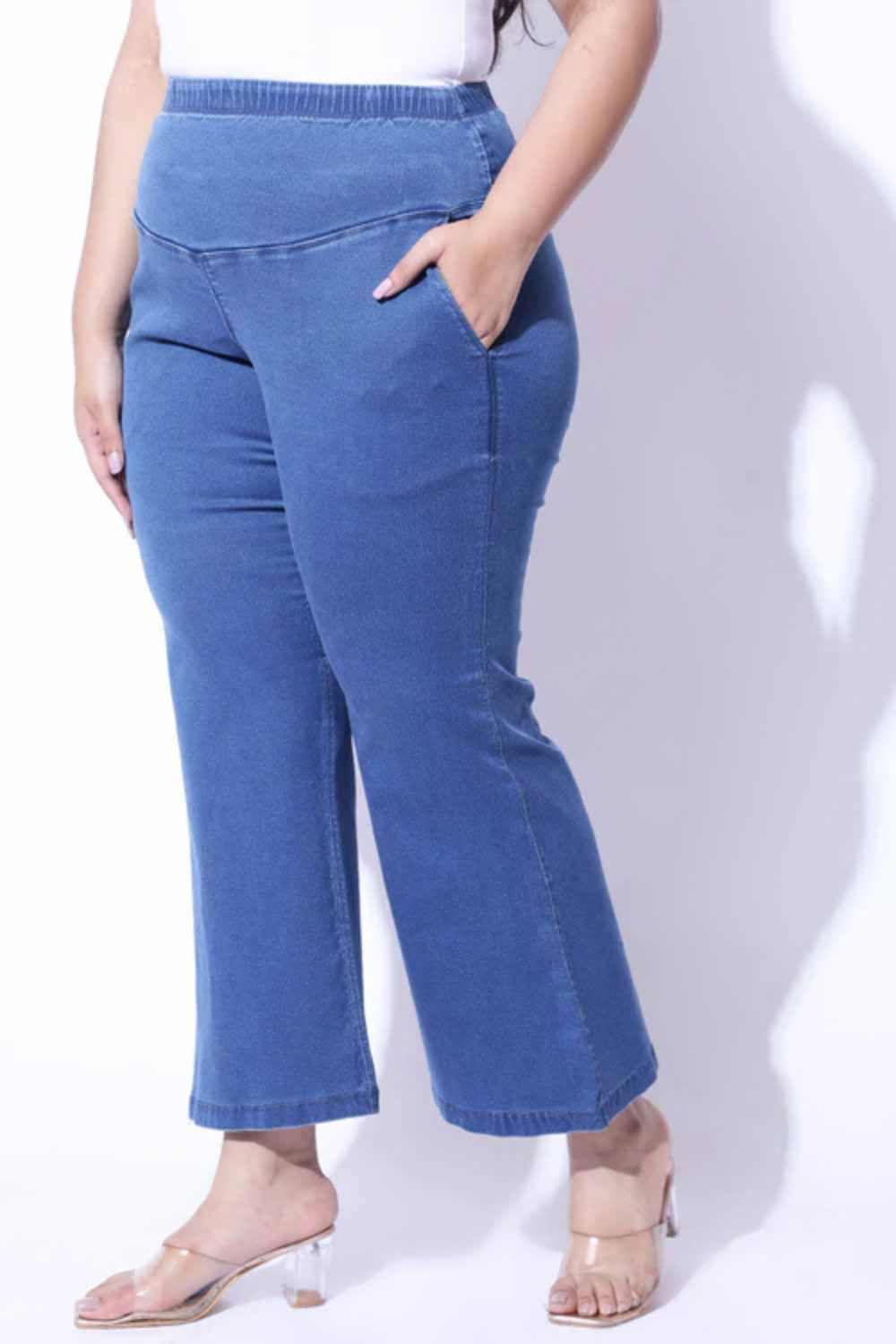 Plus Size Bermuda Blue Flare Jeans