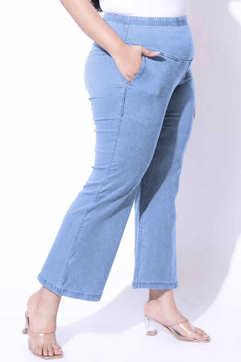 Plus Size Light Blue Flare Jeans