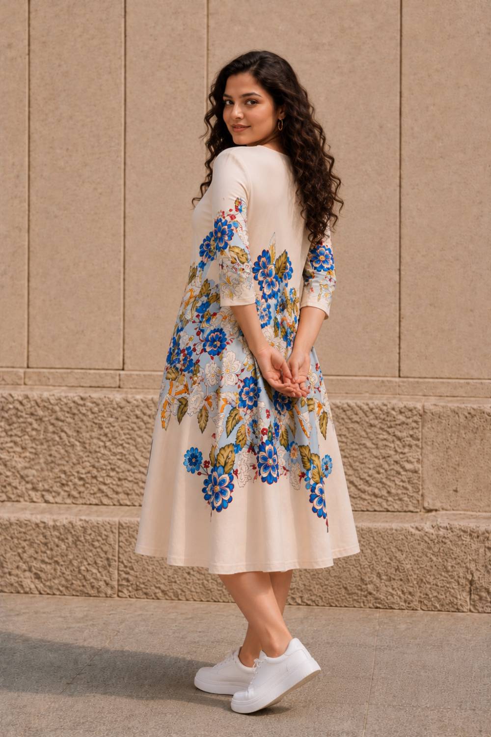 Comfortable Plus Size Fresh Bloom Midi Dress