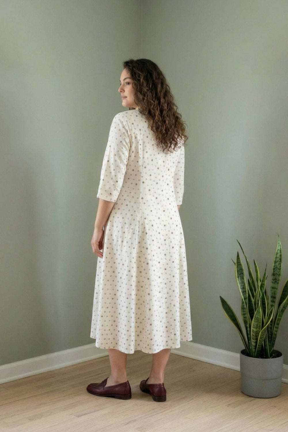 Comfortable Plus Size Ivory Floral Whisper Midi Dress