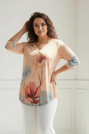 Floral Border Plus Size Top