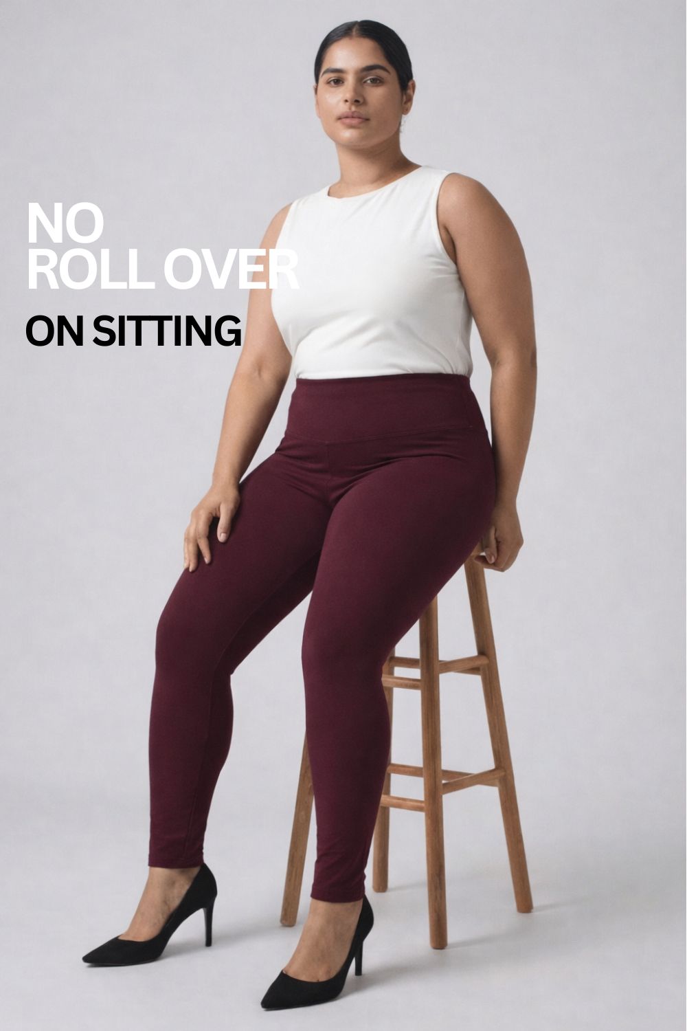 Comfortable Wine Red Tummy Tucker Jeggings