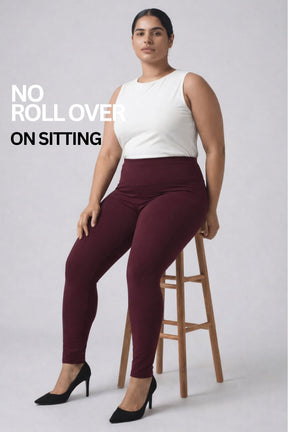 Wine Red Tummy Tucker Jeggings