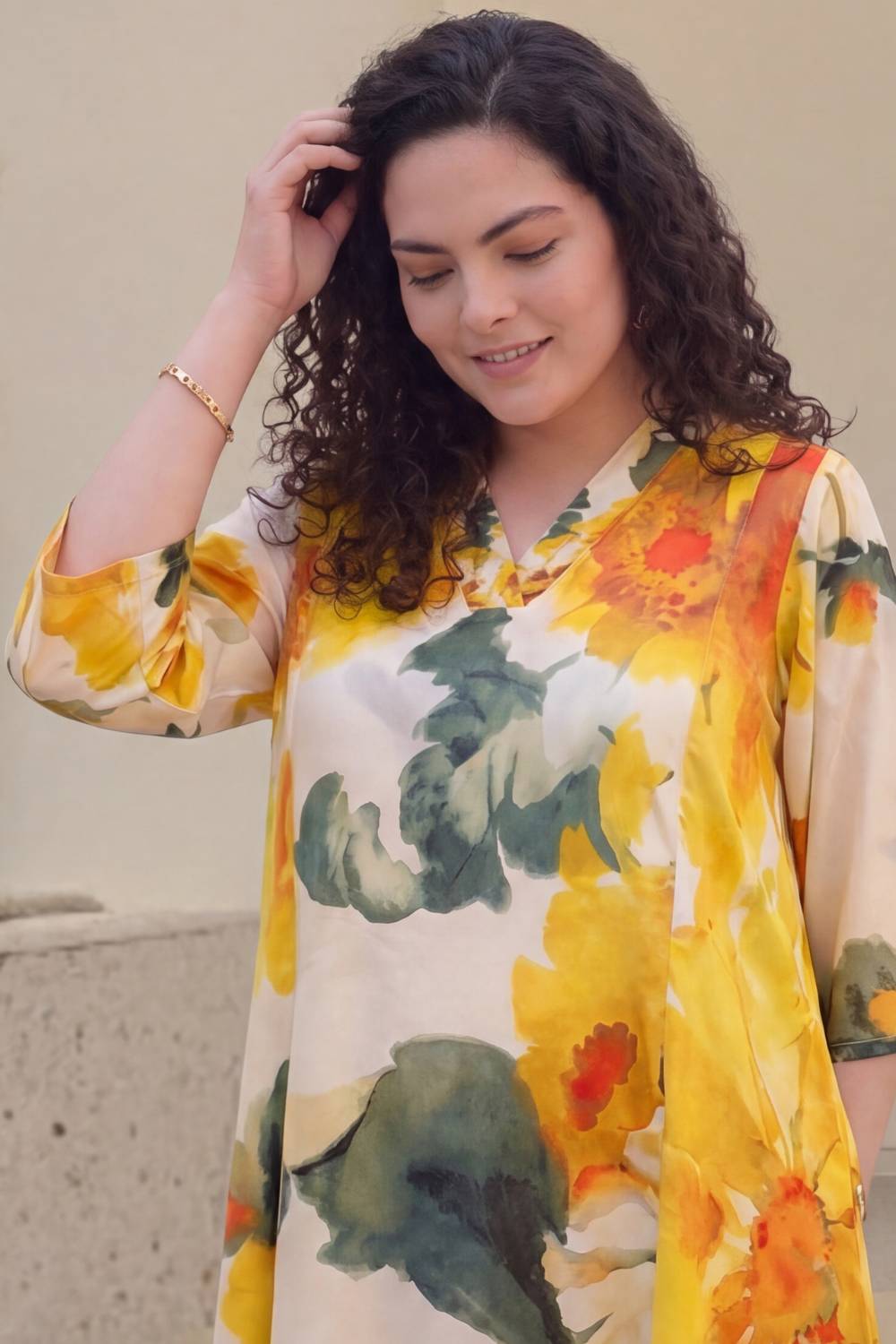 Buy Sunflower Grace Plus Size Yellow Midi Dress