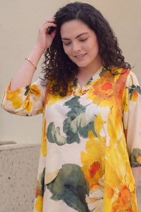 Sunflower Grace Plus Size Yellow Midi Dress