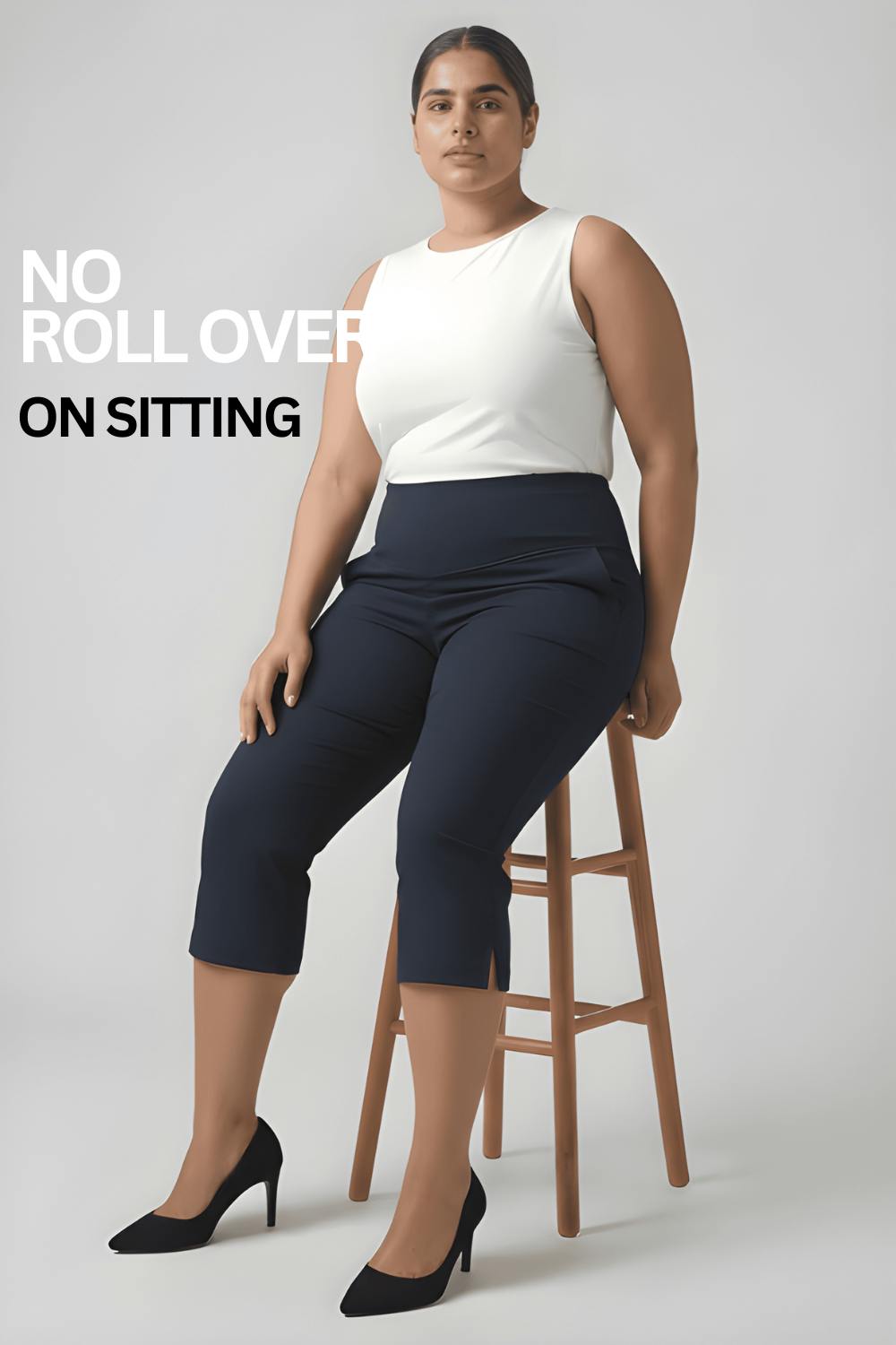 Comfortable Navy New Fit Tummy Tucker Crop Pants