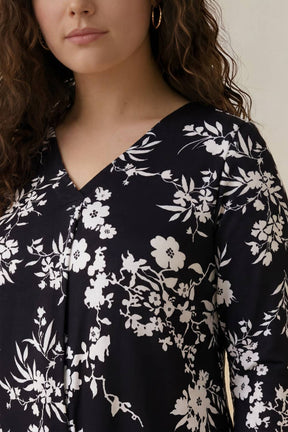Plus Size Black White Floral Top