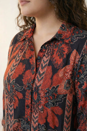 Plus Size Black Tropical Print Coord Set