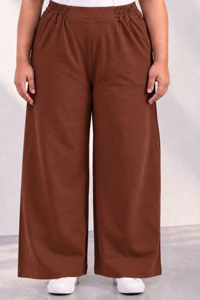 Plus Size SoftEase V Neck Brown Cotton Coord Set