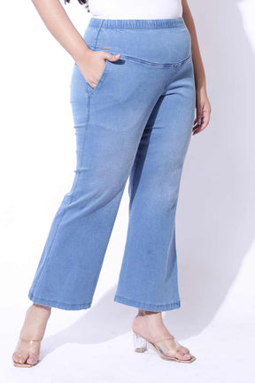 Plus Size Light Blue Fade Flare Jeans