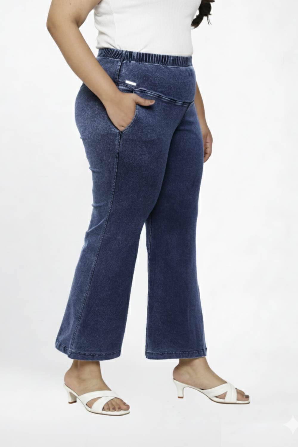 Comfortable Plus Size Yale Blue Flare Jeans
