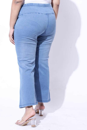 Plus Size Light Blue Fade Flare Jeans