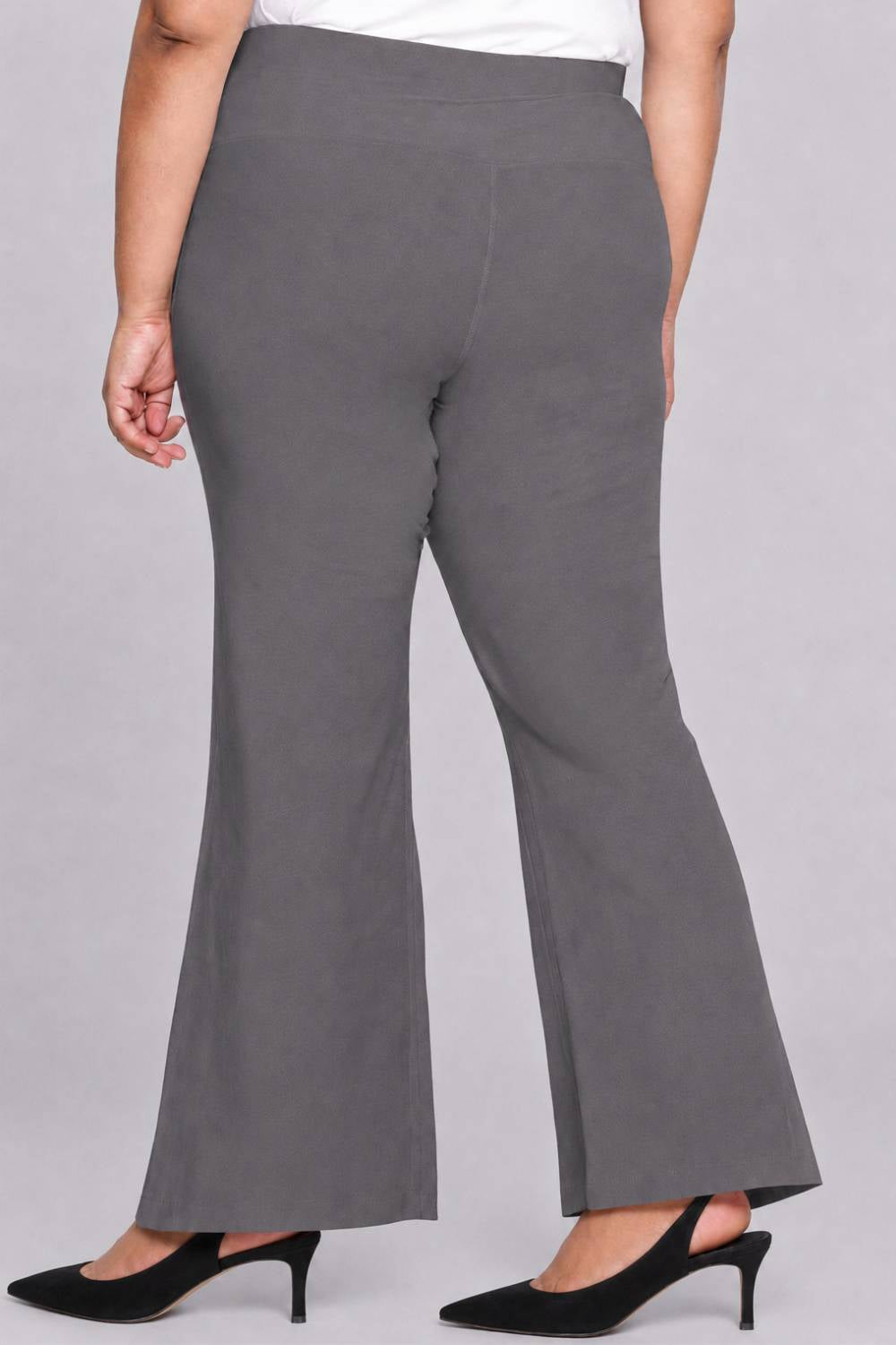 Comfortable Plus Size Grey Tummy Shaper Flare Pants