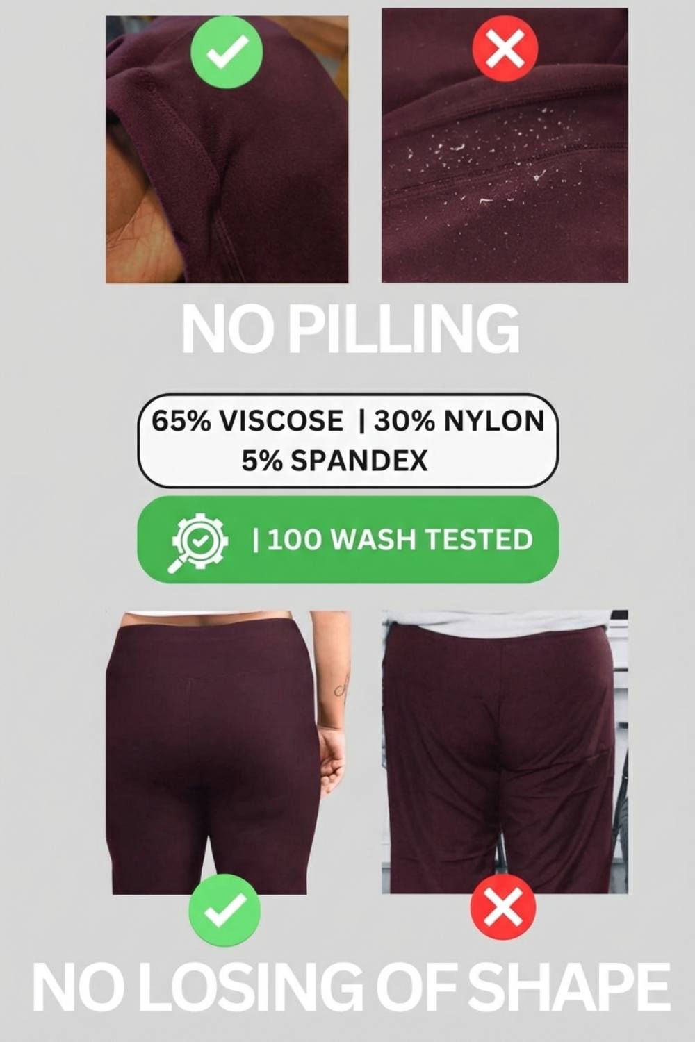 Plus Size Wine Tummy Shaper Straight Fit Pants