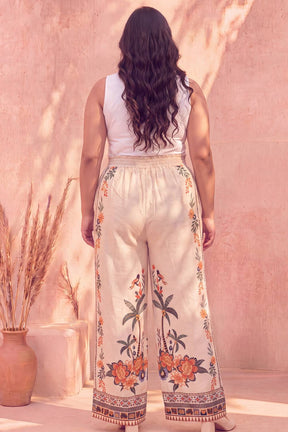 Plus Size Boho Floral Panel Print Cotton Coord Set