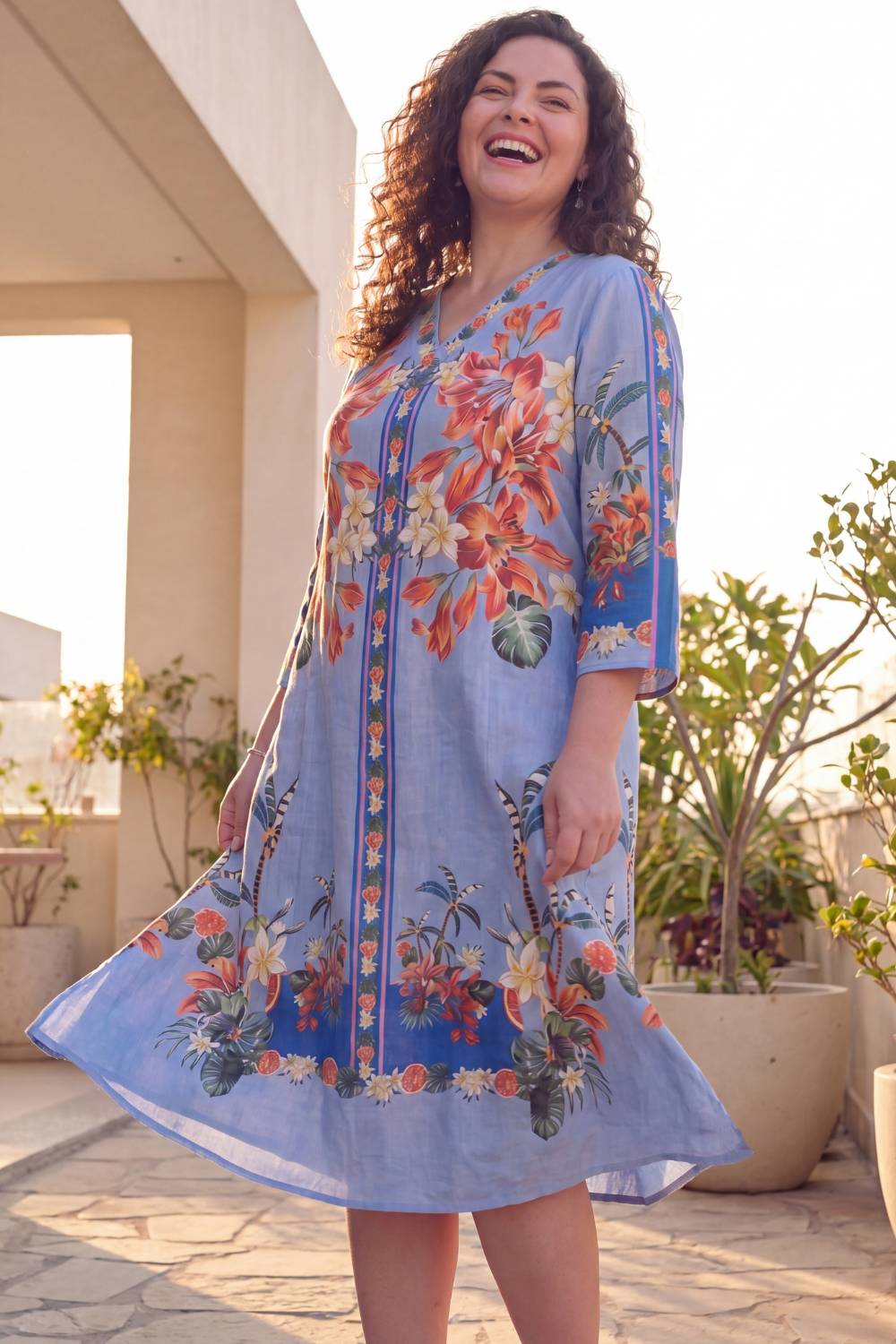 Buy Tropical Bloom Plus Size Midi Dress