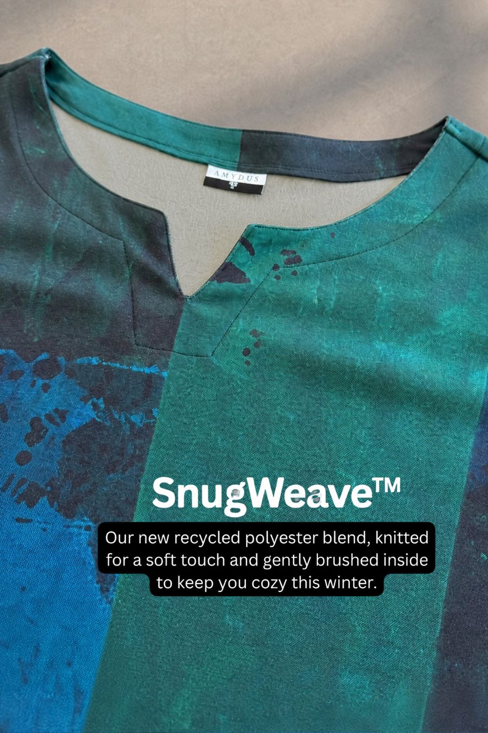 Plus Size Teal Artistry Straight  SnugWeave™  Kurta