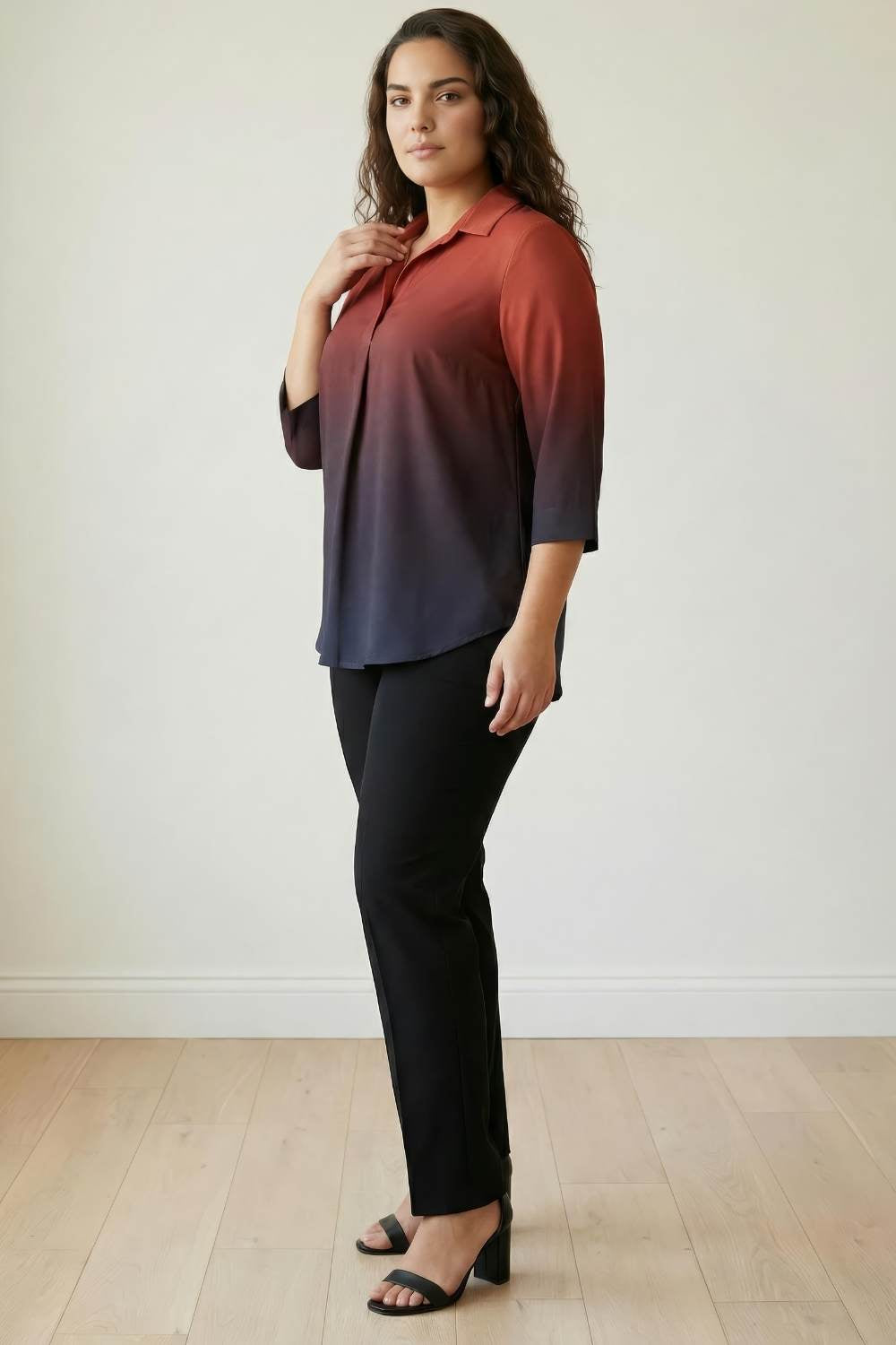 Comfortable Rust Midnight Ombre Centre Pleat Top