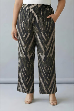 Plus Size Black & Beige Abstract Kurta SnugWeave™ Winter Coord Set