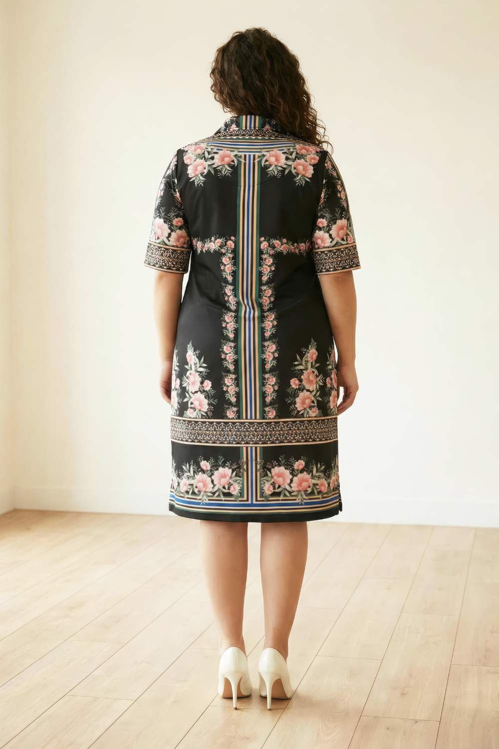 Black Floral Polo Dress