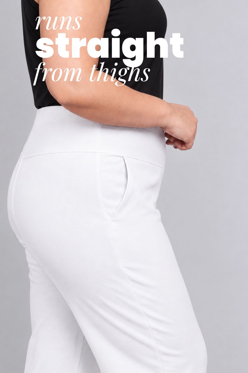 White Tummy Shaping Wide Straight Pants