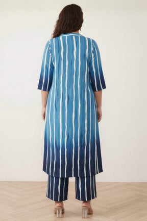 Plus Size Blue Ombre Kurta Coord Set