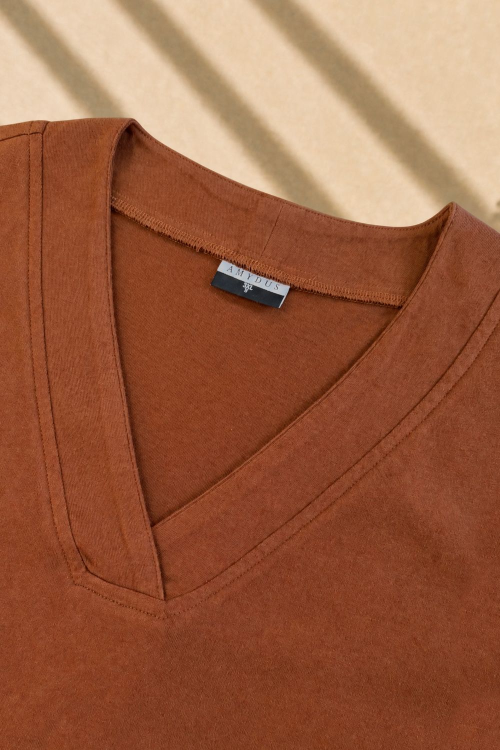 Plus Size SoftEase V Neck Brown Cotton Kurta