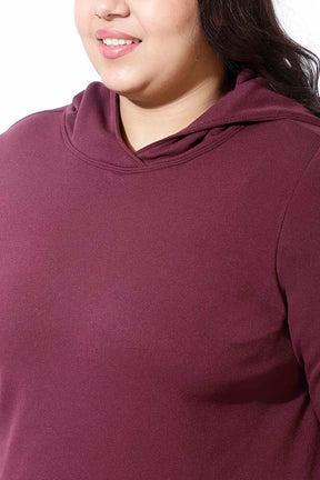 Plus Size Wine Sweatshirt Hoodie Winter Dress