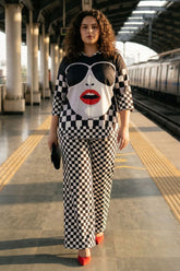 Plus Size Bold Face Checkered Coord Set