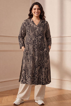Plus Size Animal Print  SnugWeave™  Straight-Fit Kurta