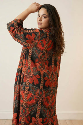 Plus Size Black Tropical Print Coord Set