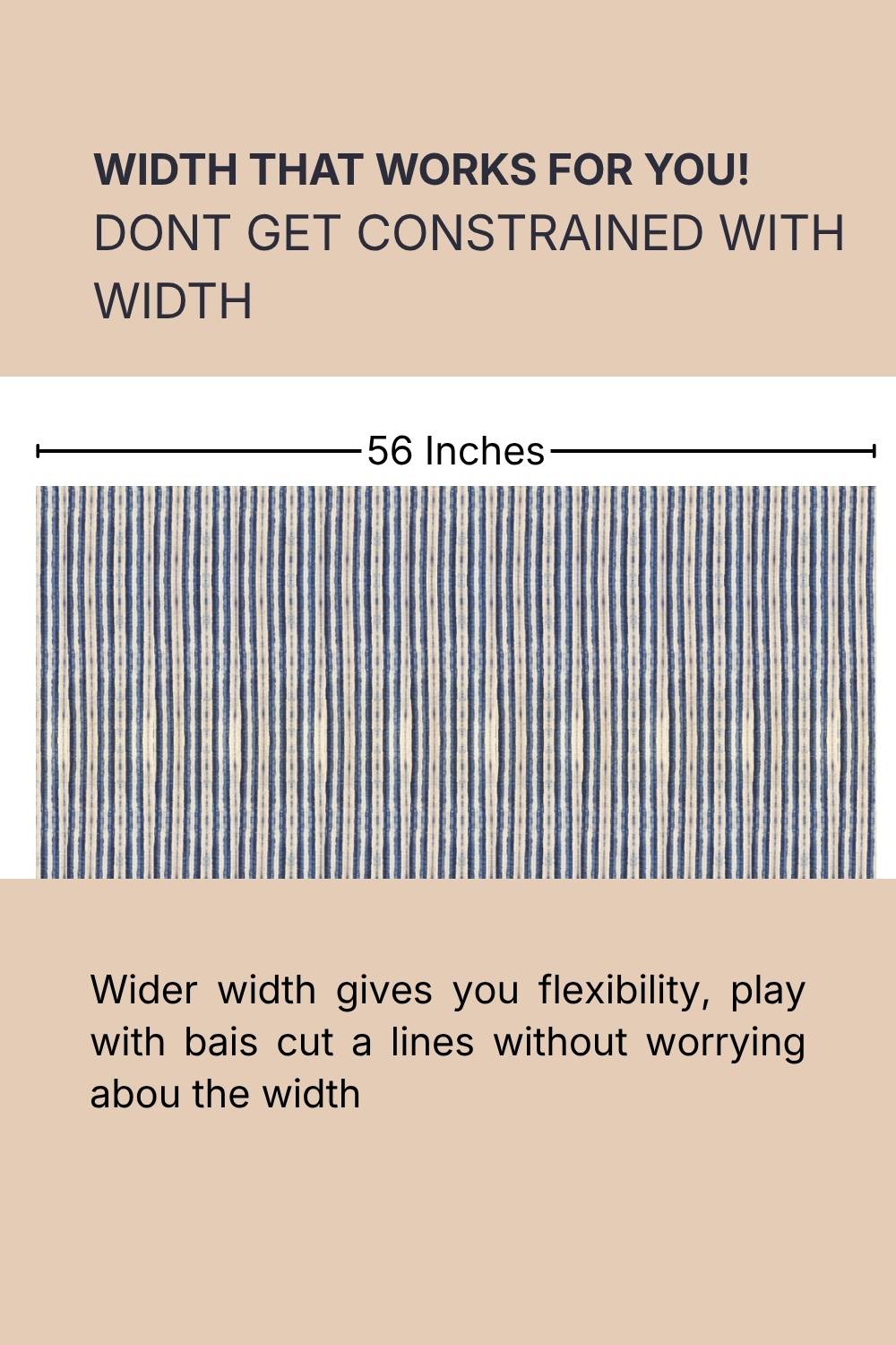 Indigo Stripes Cotton Blend Fabric 56 Inches Width